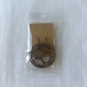 #3 Soccer Ball- Homemade Laser/walnut Earrings